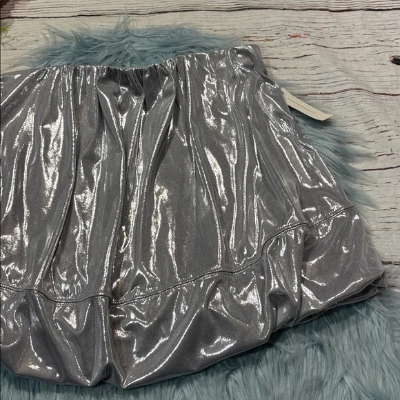 NWT Anthropologie Maeve Shine Silver Strapless Bubble Top - Picture 7 of 8